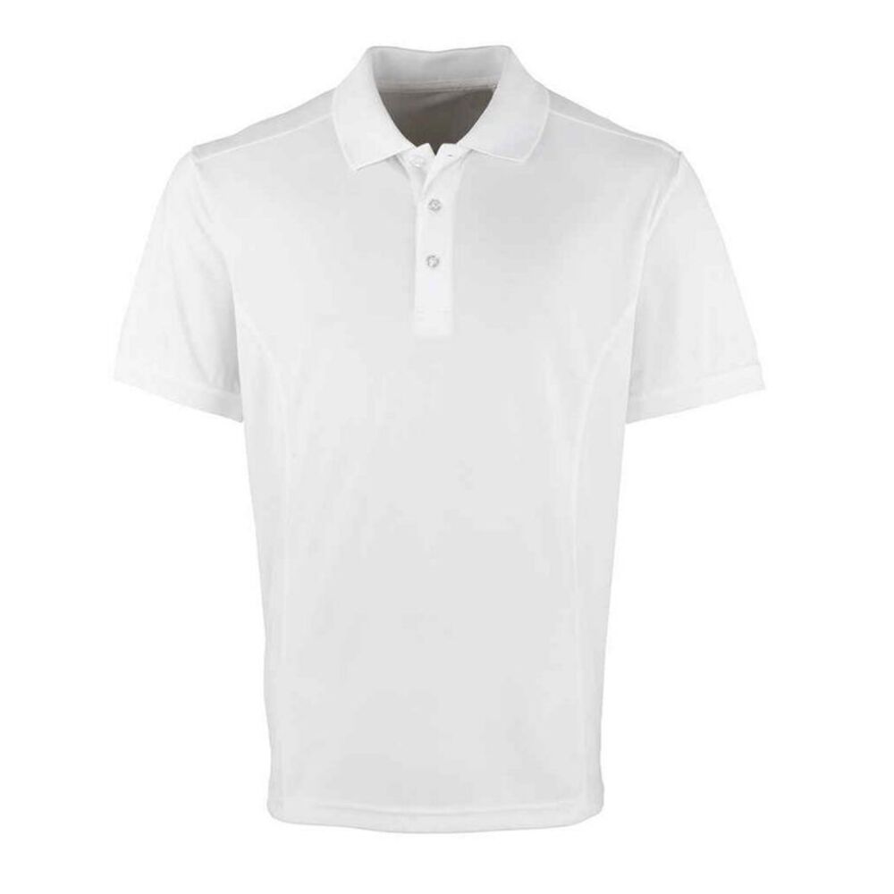 Premier Mens Coolchecker Pique Polo Shirt / White